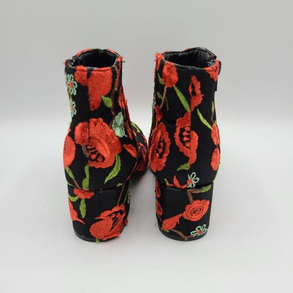 Qupid Floral Embroidery Black Boots Sz 5 - Picture 4 of 10